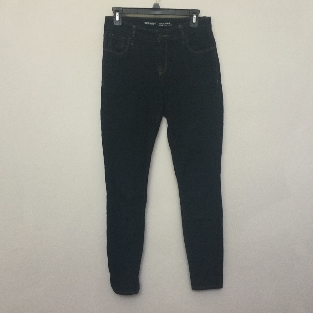 Old Navy Rockstar Mid Rise Dark Wash Skinny Jeans Size 6 Long Inseam Basic